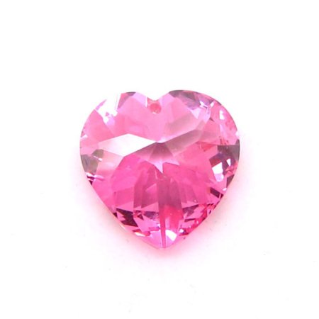 Custom Cut Double Pointed CZ Stone Heart Pink